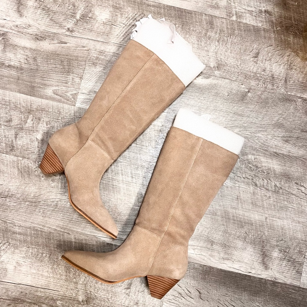 Lucky Brand Fukko Mid Calf Leather Suede Boots 8 - Picture 2 of 7